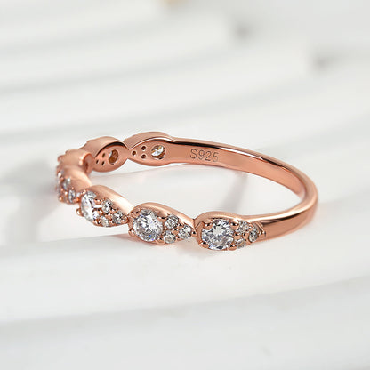 925 Silver Rose & White Gold 1ct Diamond Wedding Band