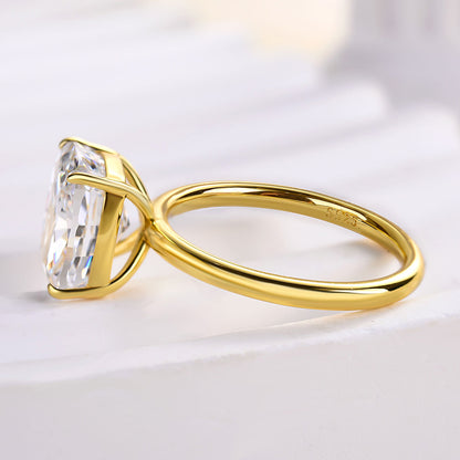 925 Sterling Silver 18K Gold Plated Rhodium Nickel Free Cushion Cut Ring