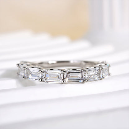 925 Sterling Silver 18K White Gold 2CT Emerald Cut Simulated Diamond Ring