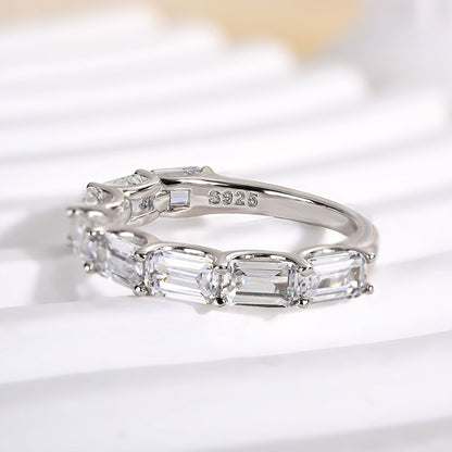 925 Sterling Silver 18K White Gold 2CT Emerald Cut Simulated Diamond Ring