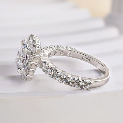 2.5Ct Cushion Halo Engagement Ring - 925 Silver 18K Gold