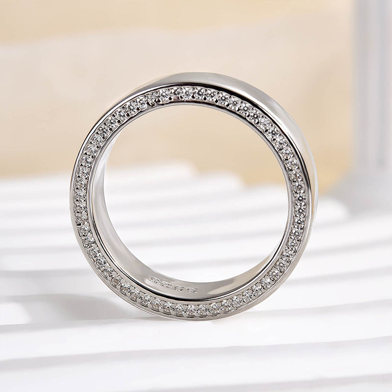 925 Silver Two-Tone 6mm Wide Diamond Wedding Band