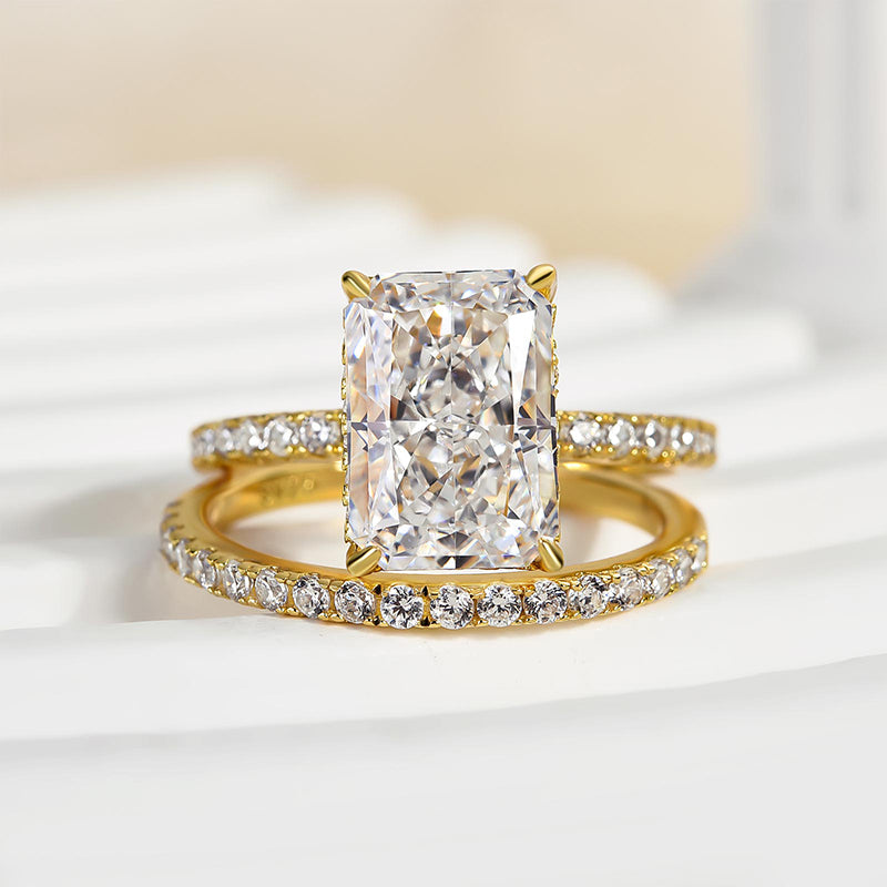 3.5Ct Radiant Cut Wedding Set 925 Silver Three Gold Options
