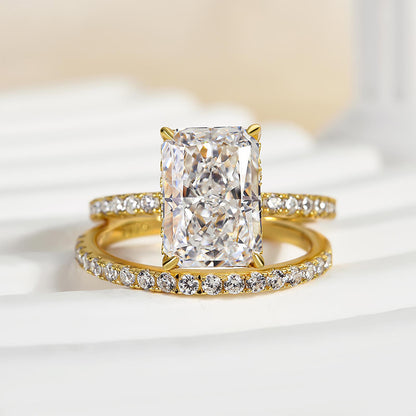 3.5Ct Radiant Cut Wedding Set 925 Silver Three Gold Options