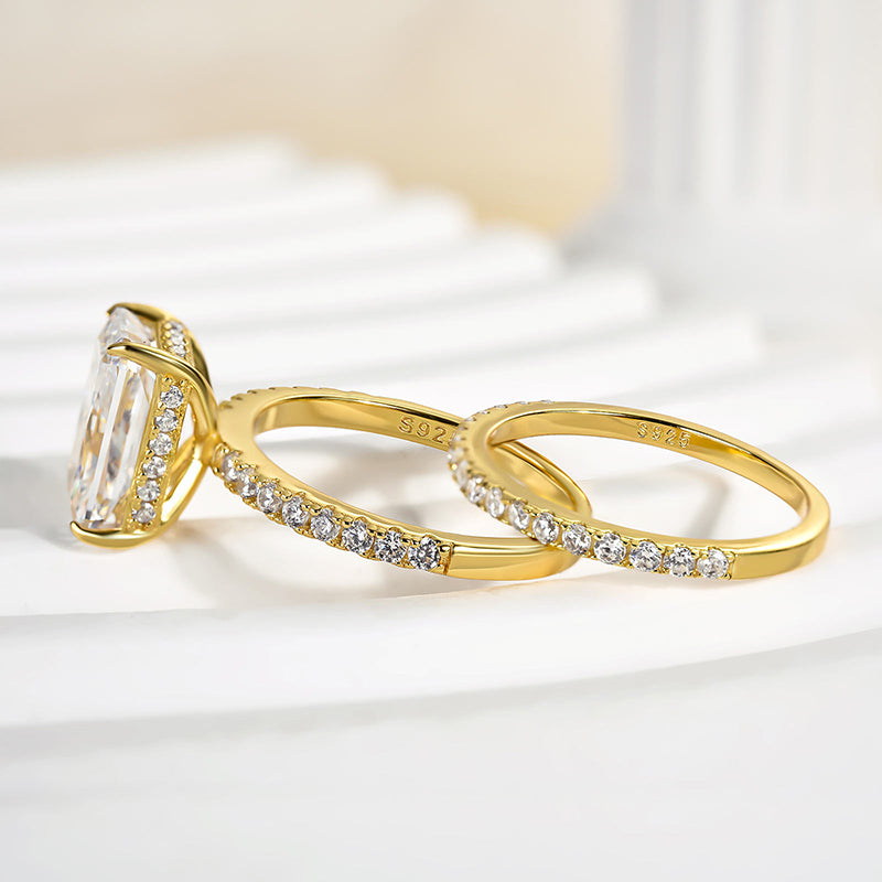 3.5Ct Radiant Cut Wedding Set 925 Silver Three Gold Options
