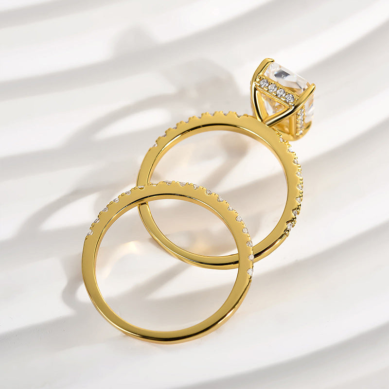 3.5Ct Radiant Cut Wedding Set 925 Silver Three Gold Options