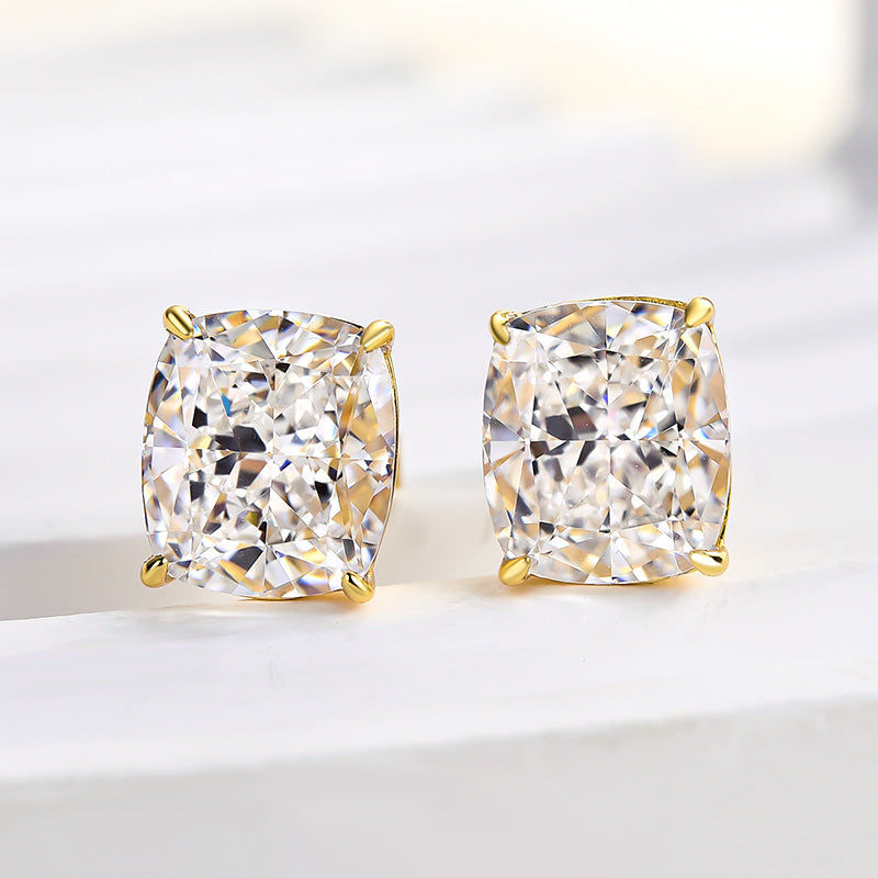 2Ct Cushion Cut Diamond Earrings 925 Silver Three Gold Options