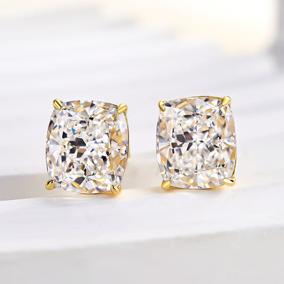 2Ct Cushion Cut Diamond Earrings 925 Silver Three Gold Options