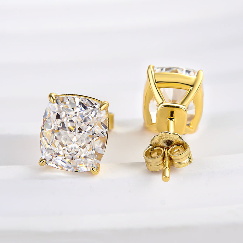 2Ct Cushion Cut Diamond Earrings 925 Silver Three Gold Options