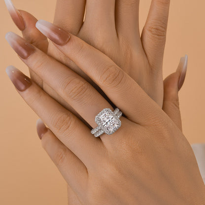 3.5ct Radiant Cut Diamond Ring Set - White/Yellow Gold