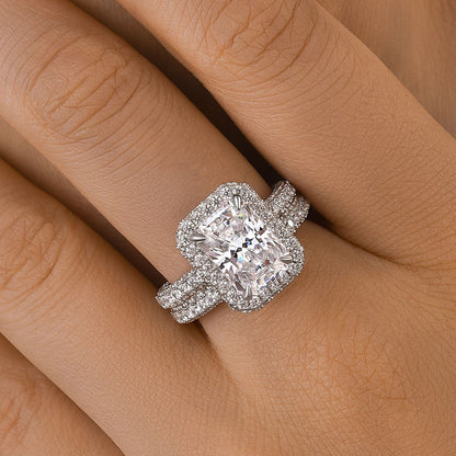 3.5ct Radiant Cut Diamond Ring Set - White/Yellow Gold
