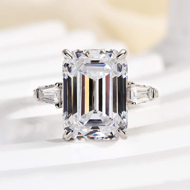 7.5 Carat Emerald Cut Three Stone Diamond Ring