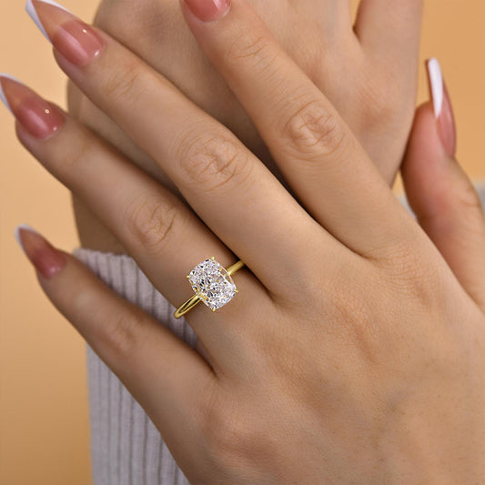925 Sterling Silver 18K Gold Plated Rhodium Nickel Free Cushion Cut Ring