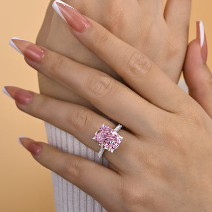 8Ct Pink Cushion Cut Engagement Ring 925 Silver White Gold