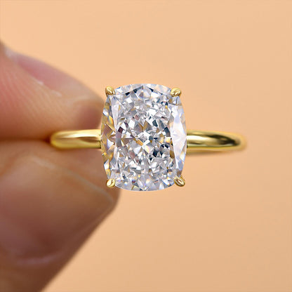 925 Sterling Silver 18K Gold Plated Rhodium Nickel Free Cushion Cut Ring