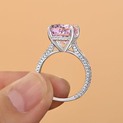 8Ct Pink Cushion Cut Engagement Ring 925 Silver White Gold