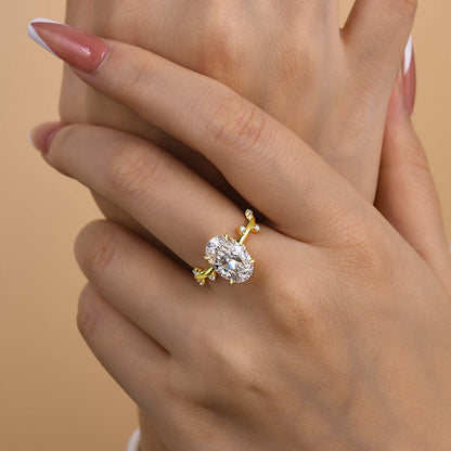 4Ct Oval Diamond Ring in Yellow Gold