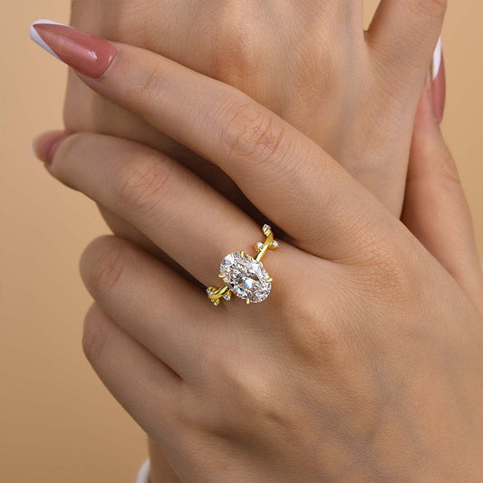 4Ct Oval Diamond Ring in Yellow Gold