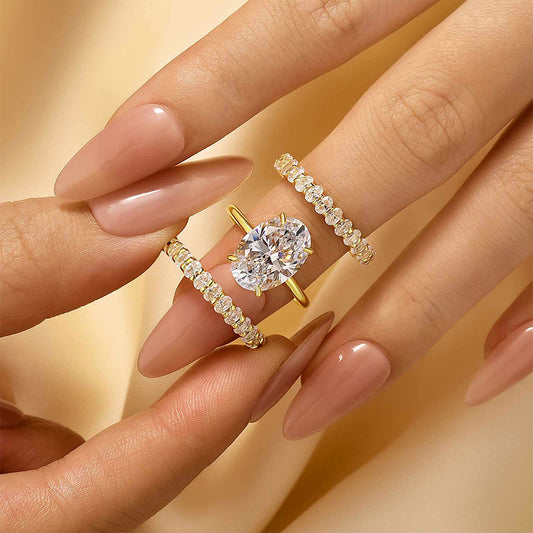 4.5CT Oval Diamond with 6CT Band Gold Ring