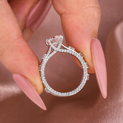 1.2 Carat Round Moissanite Engagement Ring 18K White Gold Plated