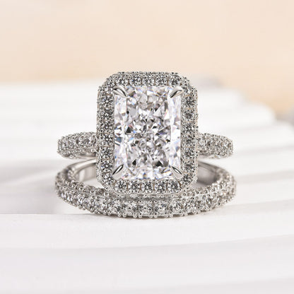 3.5ct Radiant Cut Diamond Ring Set - White/Yellow Gold