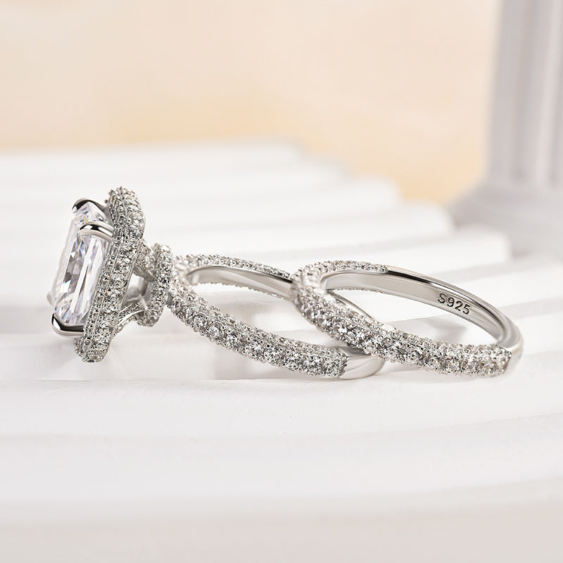 3.5ct Radiant Cut Diamond Ring Set - White/Yellow Gold