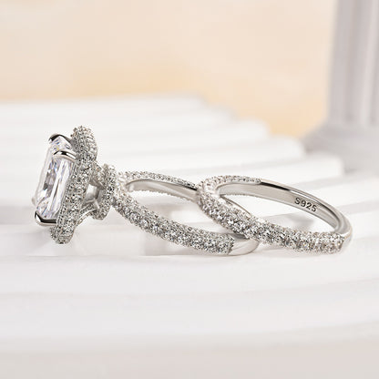3.5ct Radiant Cut Diamond Ring Set - White/Yellow Gold