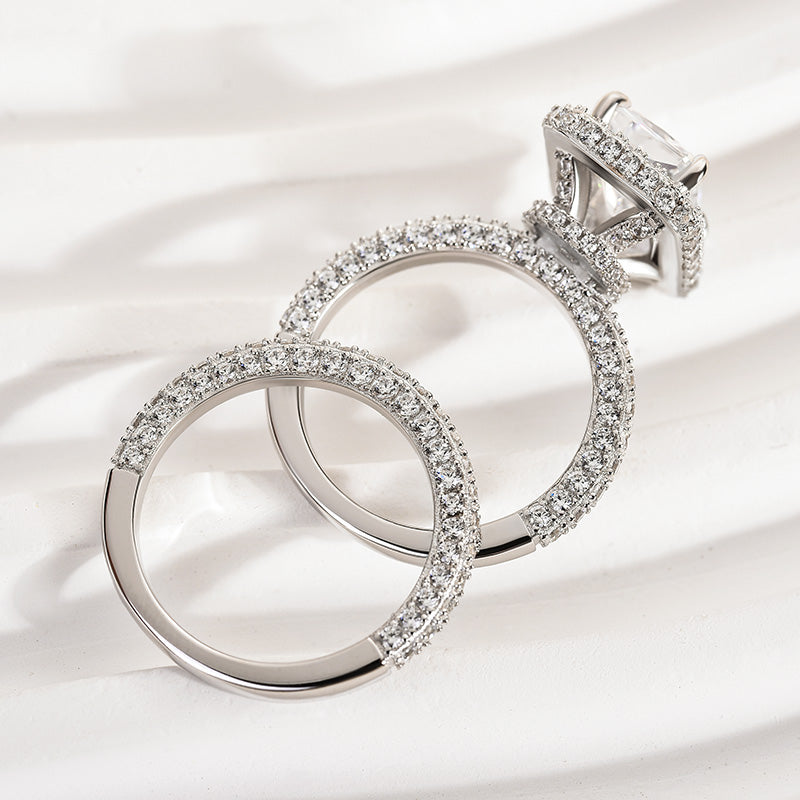 3.5ct Radiant Cut Diamond Ring Set - White/Yellow Gold