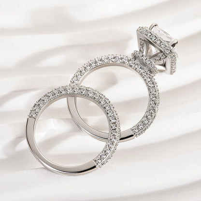 3.5ct Radiant Cut Diamond Ring Set - White/Yellow Gold