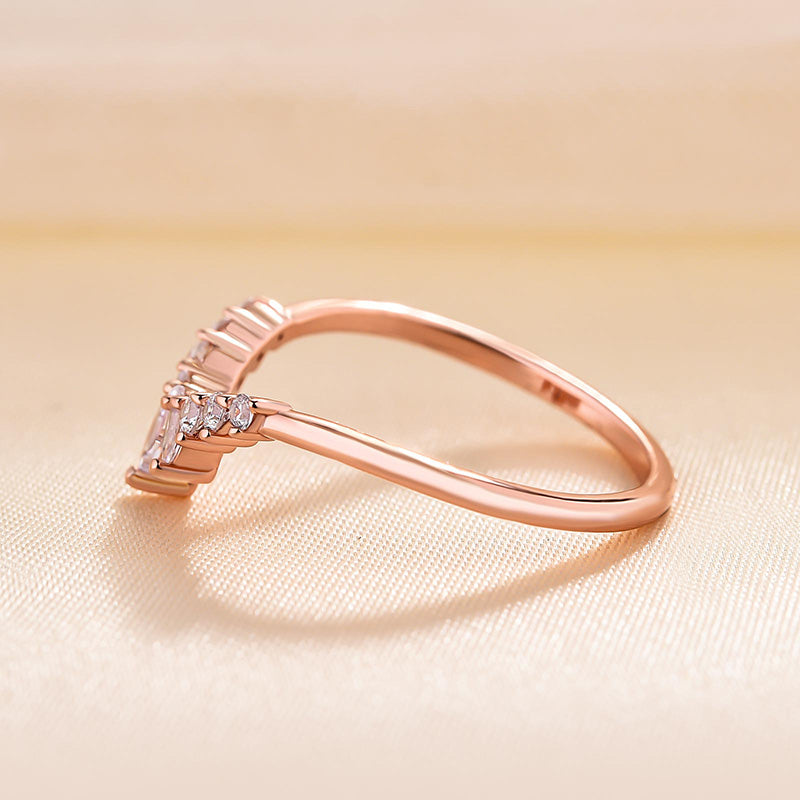 1Ct Round & Marquise Cut Diamond Band 925 Silver Rose Gold