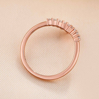 1Ct Round & Marquise Cut Diamond Band 925 Silver Rose Gold