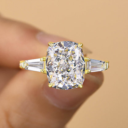 4.5 Carat Cushion Cut Three Stone Diamond Ring