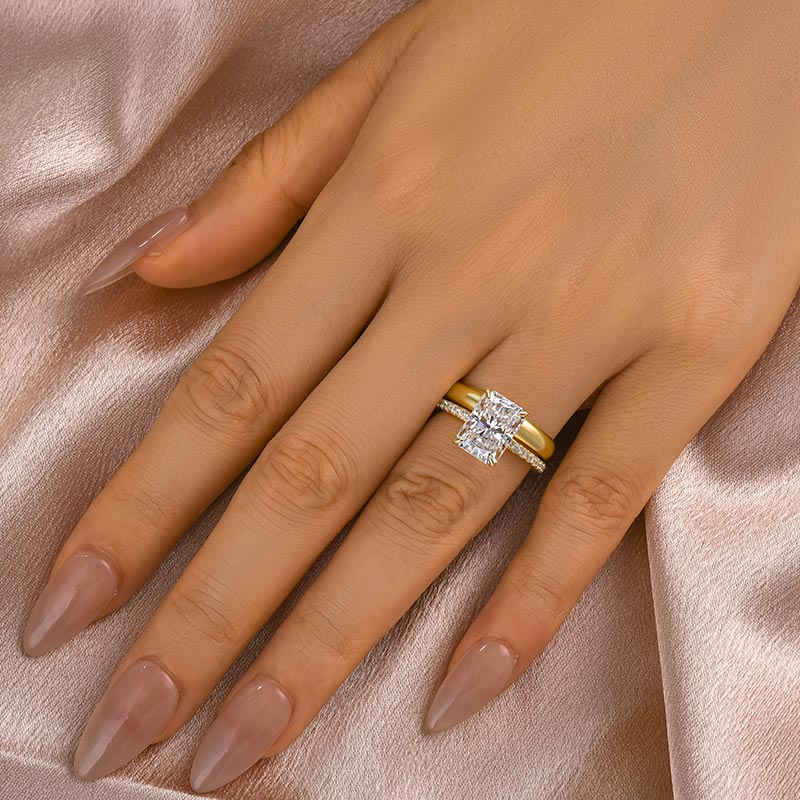 35 Carat Radiant Cut Moissanite Ring Two-Tone Gold