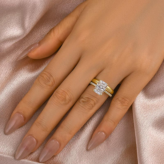 35 Carat Radiant Cut Moissanite Ring Two-Tone Gold