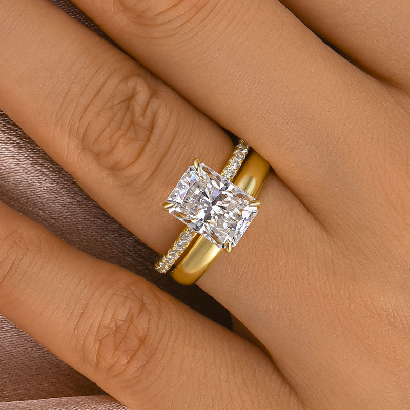 35 Carat Radiant Cut Moissanite Ring Two-Tone Gold