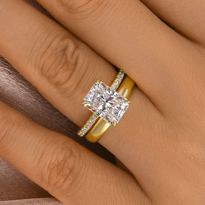 35 Carat Radiant Cut Moissanite Ring Two-Tone Gold