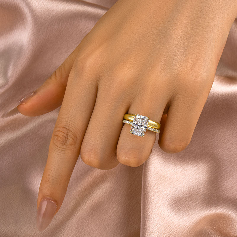 35 Carat Radiant Cut Moissanite Ring Two-Tone Gold