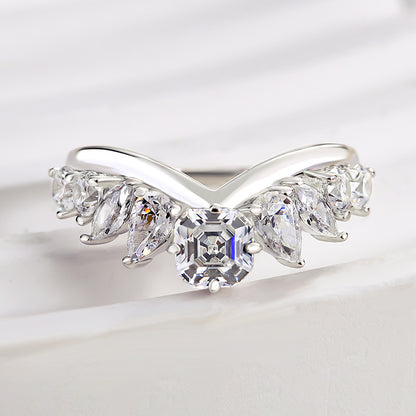 925 Silver 18K White Gold Plated 2ct Mixed Cut Diamond Band