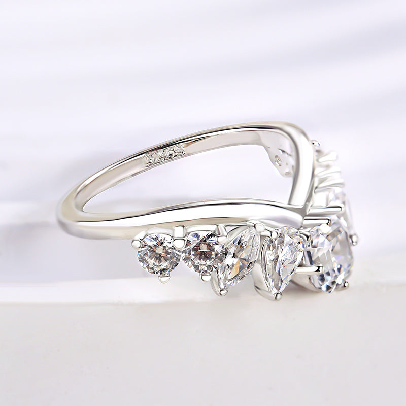 925 Silver 18K White Gold Plated 2ct Mixed Cut Diamond Band