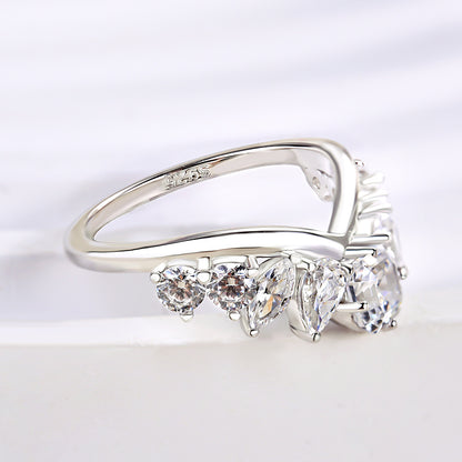 925 Silver 18K White Gold Plated 2ct Mixed Cut Diamond Band