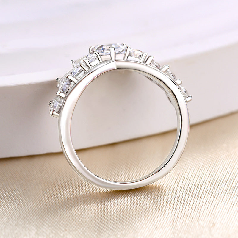 925 Silver 18K White Gold Plated 2ct Mixed Cut Diamond Band
