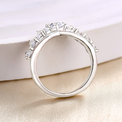 925 Silver 18K White Gold Plated 2ct Mixed Cut Diamond Band
