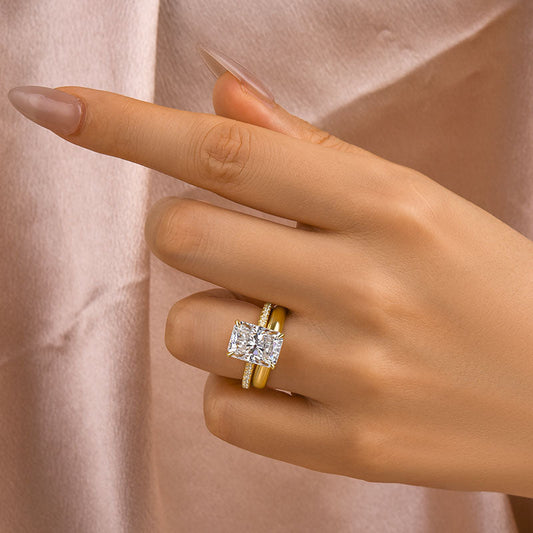 35 Carat Radiant Cut Moissanite Ring Two-Tone Gold