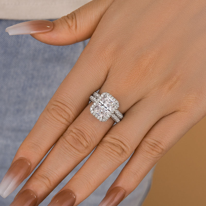 3.5ct Radiant Cut Diamond Ring Set - White/Yellow Gold