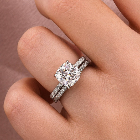 25 Carat Cushion Moissanite Ring 925 Silver 18K White Gold