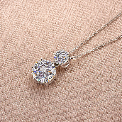 925 Silver 18K White Gold Plated 3ct Moissanite Round Cut Pendant Necklace