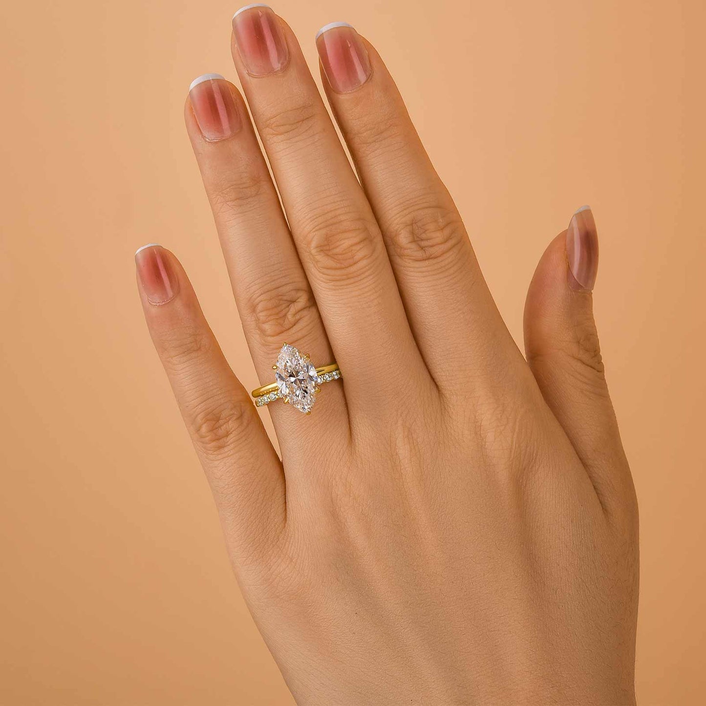 3.0CT Marquise Cut Open Wedding Set Yellow Gold