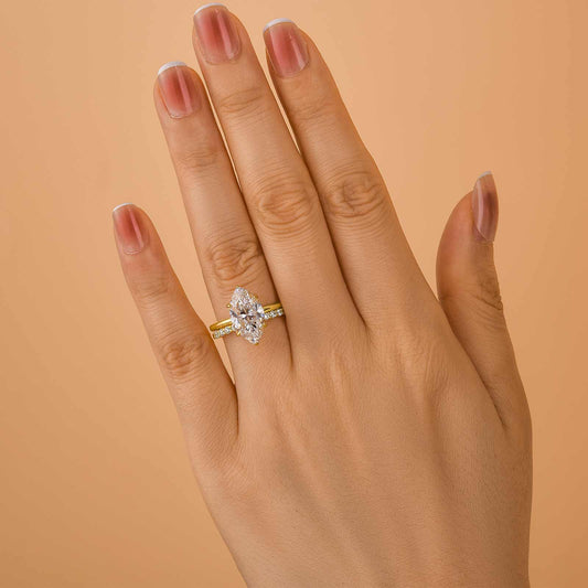 3.0CT Marquise Cut Open Wedding Set Yellow Gold