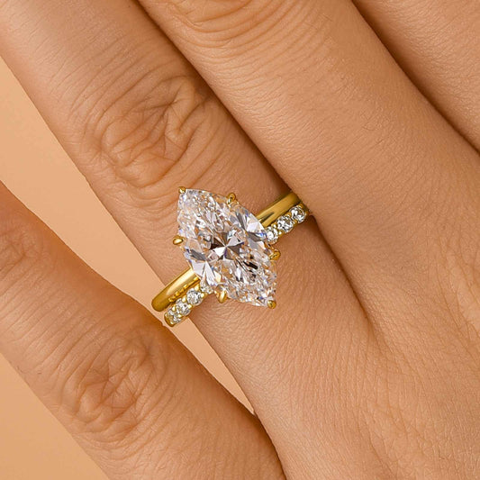 3.0CT Marquise Cut Open Wedding Set Yellow Gold