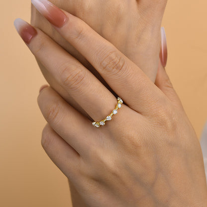925 Silver Gold Plated 0.5ct Round Diamond Wedding Band
